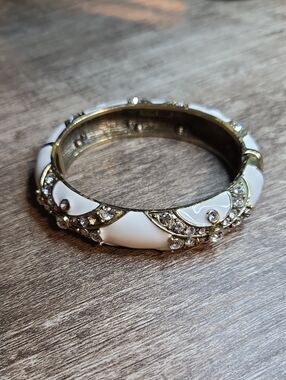 Heidi Daus "Newport Chic" Enamel and Crystal Bangle Bracelet